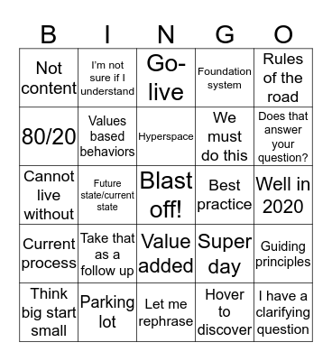 EPIC Bingo Card