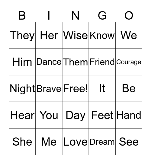 Great Bingo Card