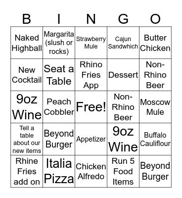 Earls Bingo Card