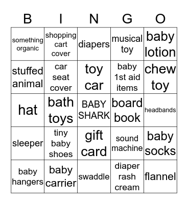 Baby Sharp - Baby Shark  Bingo Card