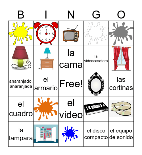 Spanish I Vocabulary 6A Bingo Card