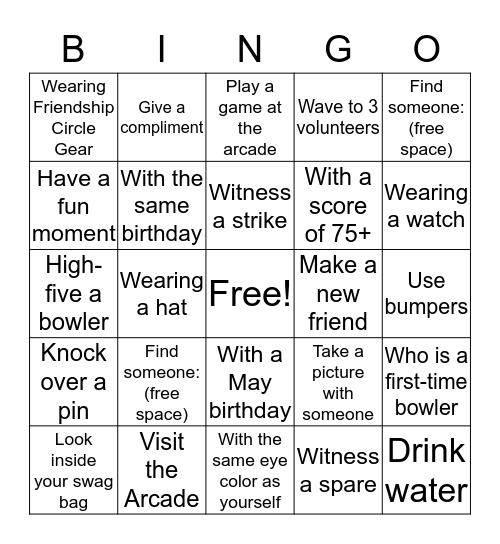 Bowl4Friendship Bingo Card