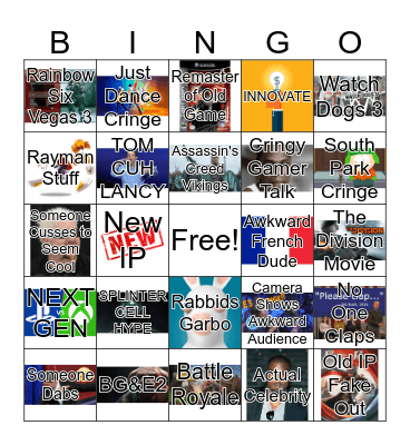 Ubisoft Conference Bingo Card