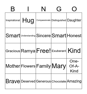 Mother's Day Bingo Card