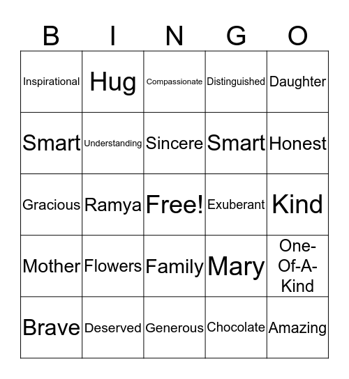 Mother's Day Bingo Card