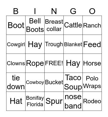 RODEO TIME Bingo Card