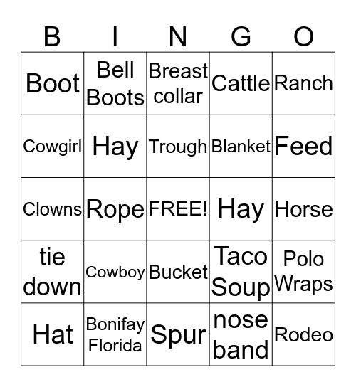 RODEO TIME Bingo Card