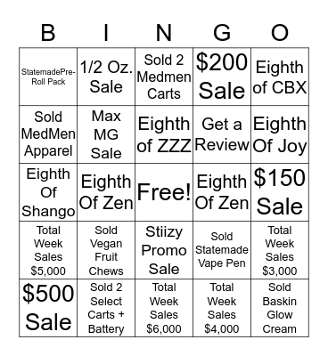 MedMen Bingo!! Bingo Card