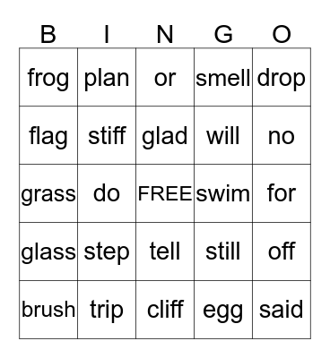 AAR 1 Lesson 26 Bingo Card