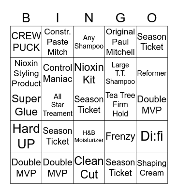 Sport Clips Bingo !!!!! Bingo Card