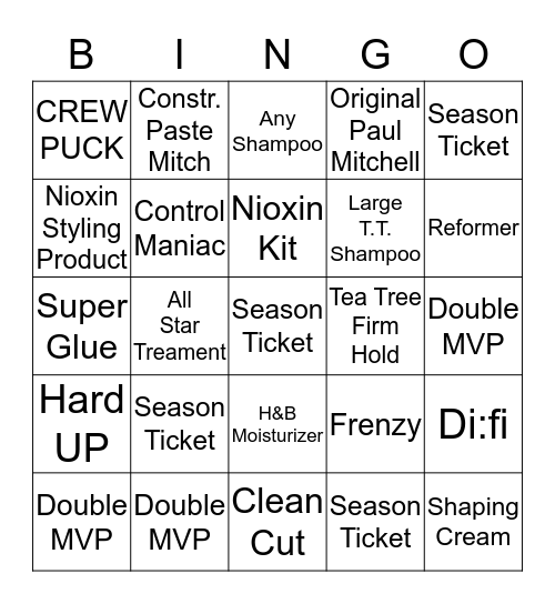 Sport Clips Bingo !!!!! Bingo Card