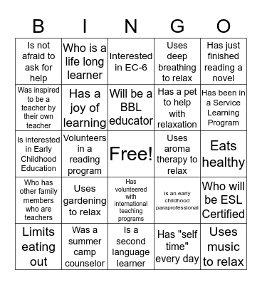 Find Someone Who Bingo Card