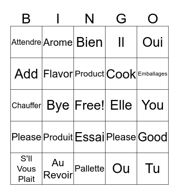 Canada French - Lesson #1 Bingo Card