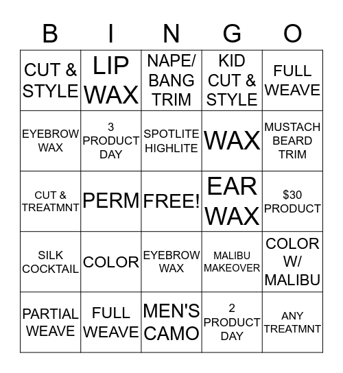 READY SET GO!!! Bingo Card