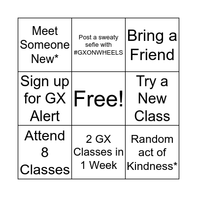 GX ON WHEELS  Bingo Card