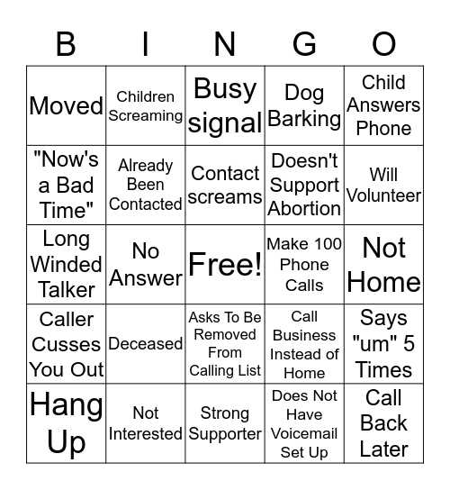 #StillLegalWV Campaign Bingo Card