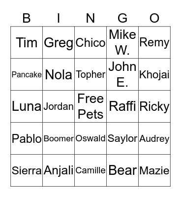 Splash Dogs  Bingo Card