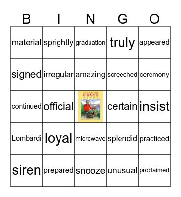 A Place for Grace Bingo Card