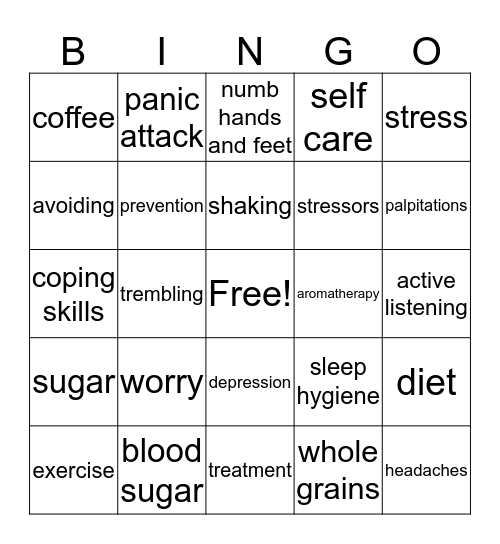 Bingo About Mental Health Bingo Card