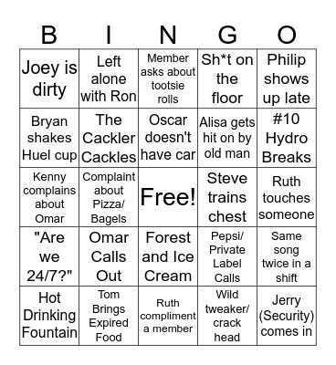 Planet Fitness Bingo Card
