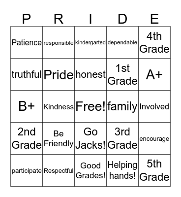 EXHIBITS JACK P.R.I.D.E Bingo Card