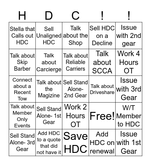 HDC!! Bingo Card