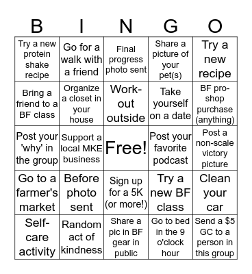 Brew Fitness Bingo!  Bingo Card