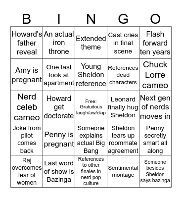 BIG BANG FINALE Bingo Card