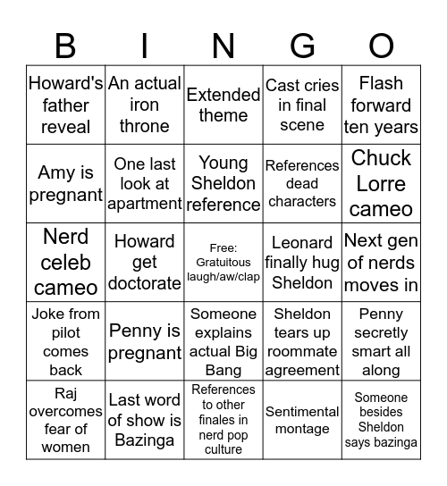 BIG BANG FINALE Bingo Card