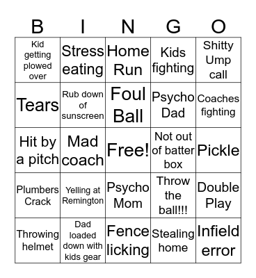 townball 2019 Bingo Card