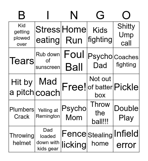 townball 2019 Bingo Card