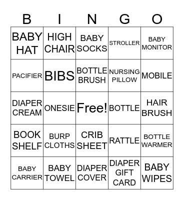 BABY PRESENT BINGO Card