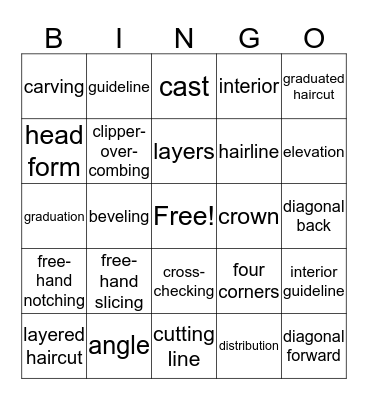 Chapter 16 Haircutting Bingo Card