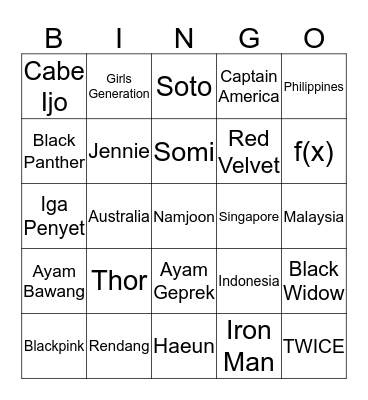 Rene's Bingo! Bingo Card