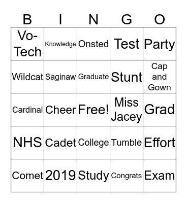 Miss Jacey Bingo Card