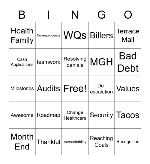 North Memorial Health Bingo Card