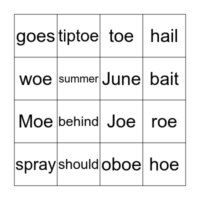 oe Bingo Card