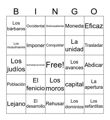 Vocabulario de España Bingo Card