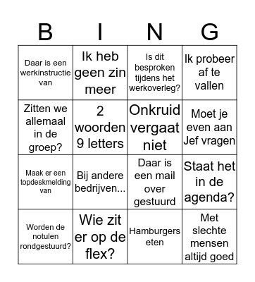 Werkplekbingo PSA Bingo Card
