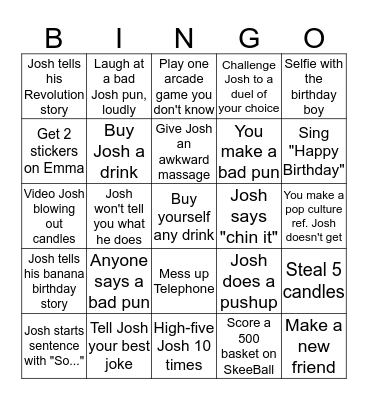 Birthday Bingo Card