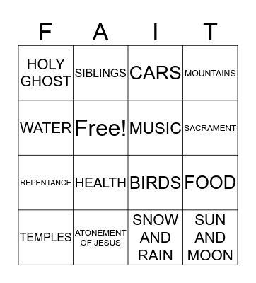 BLESSINGS Bingo Card