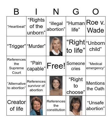 #MOLeg Bingo (Abortion Bill) Bingo Card
