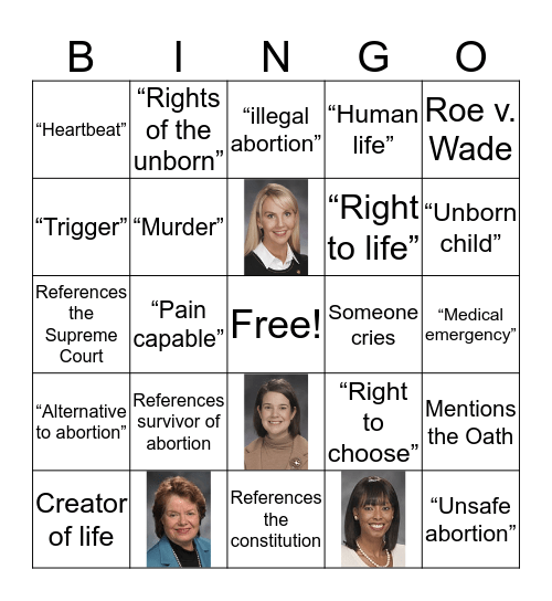#MOLeg Bingo (Abortion Bill) Bingo Card