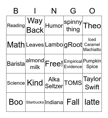 Memory Bingo 5th Grade  2018-2019  Bingo Card