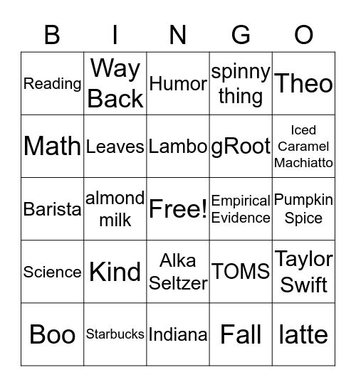 Memory Bingo 5th Grade  2018-2019  Bingo Card