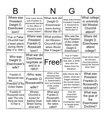 roosevelt Bingo Card