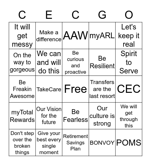 10 Belief Bingo Card