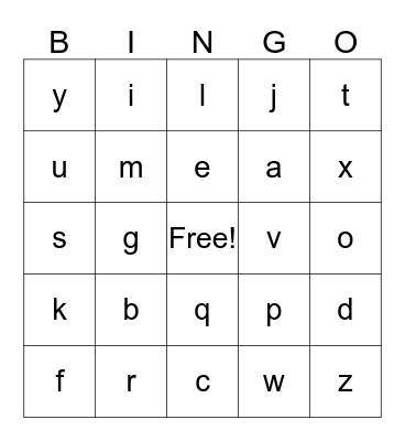 Alphabet Bingo Card