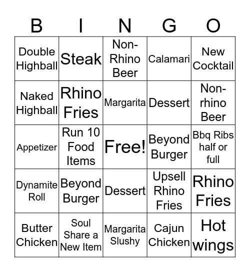 Earls Bingo Card