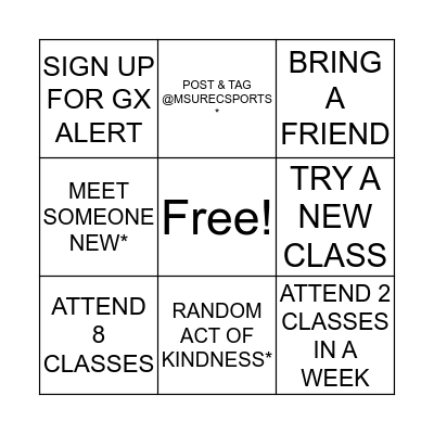 GX ON WHEELS Bingo Card